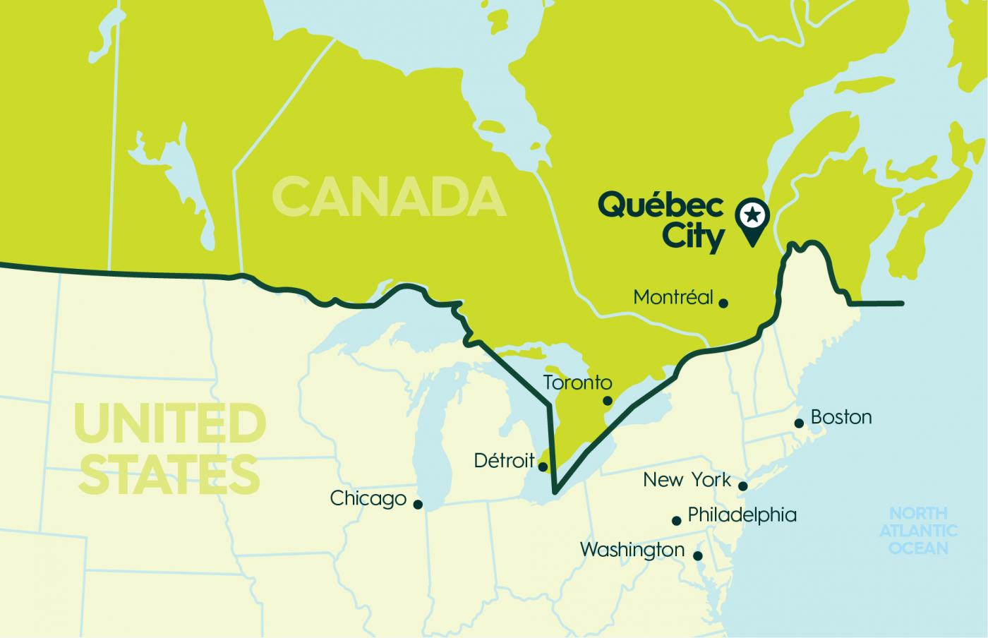 North America Map Québec City