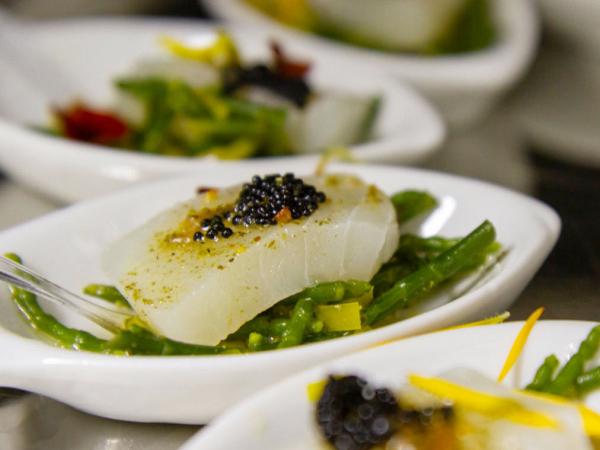 Fish starters served in Québec City. 