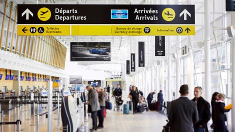 Main Hall at Quebec City airport with some passengers arriving or getting ready for boarding